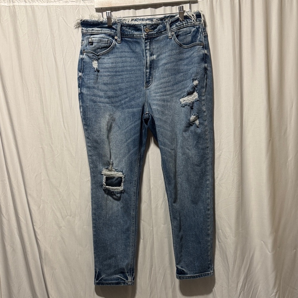 Kancan High Rise Distressed Mom Jeans